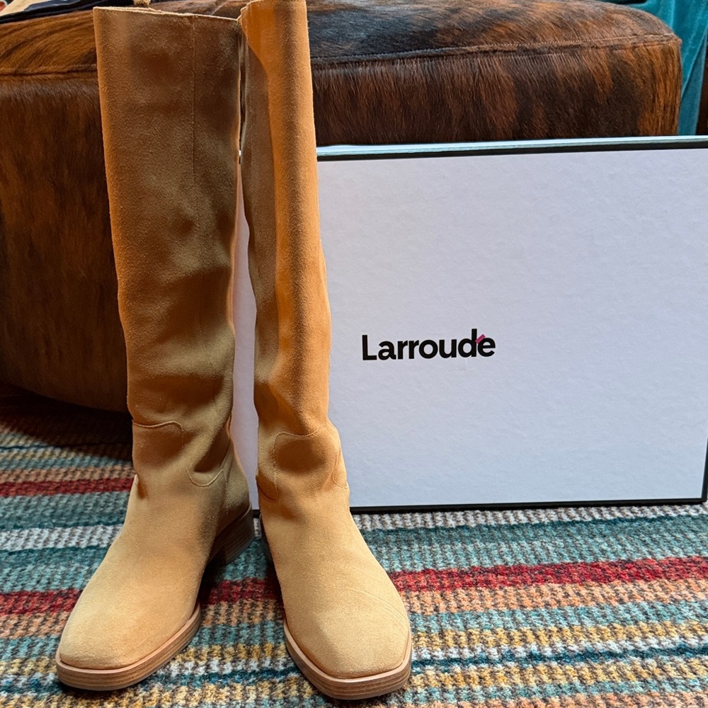 Tan Women's Suede Riding Boots